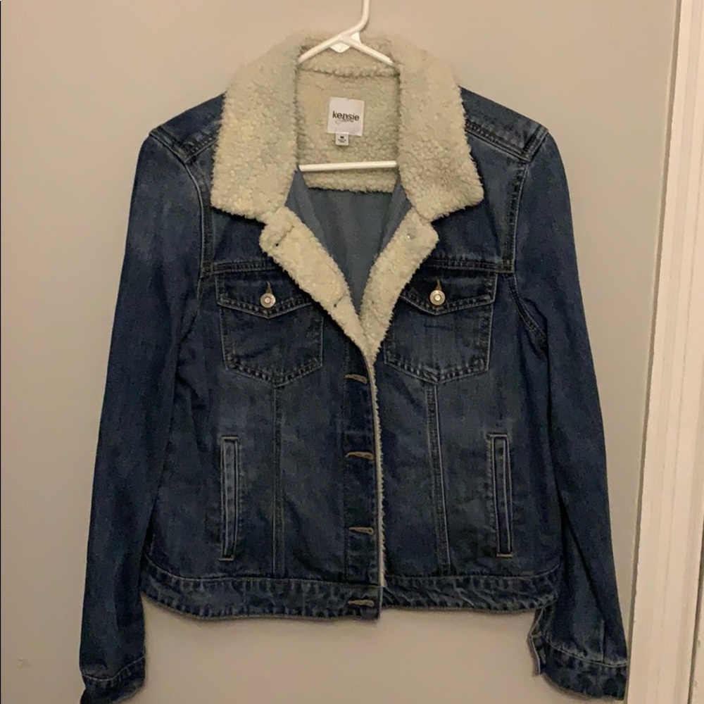 Kensie Jean Jacket with Sherpa Lined Neck
